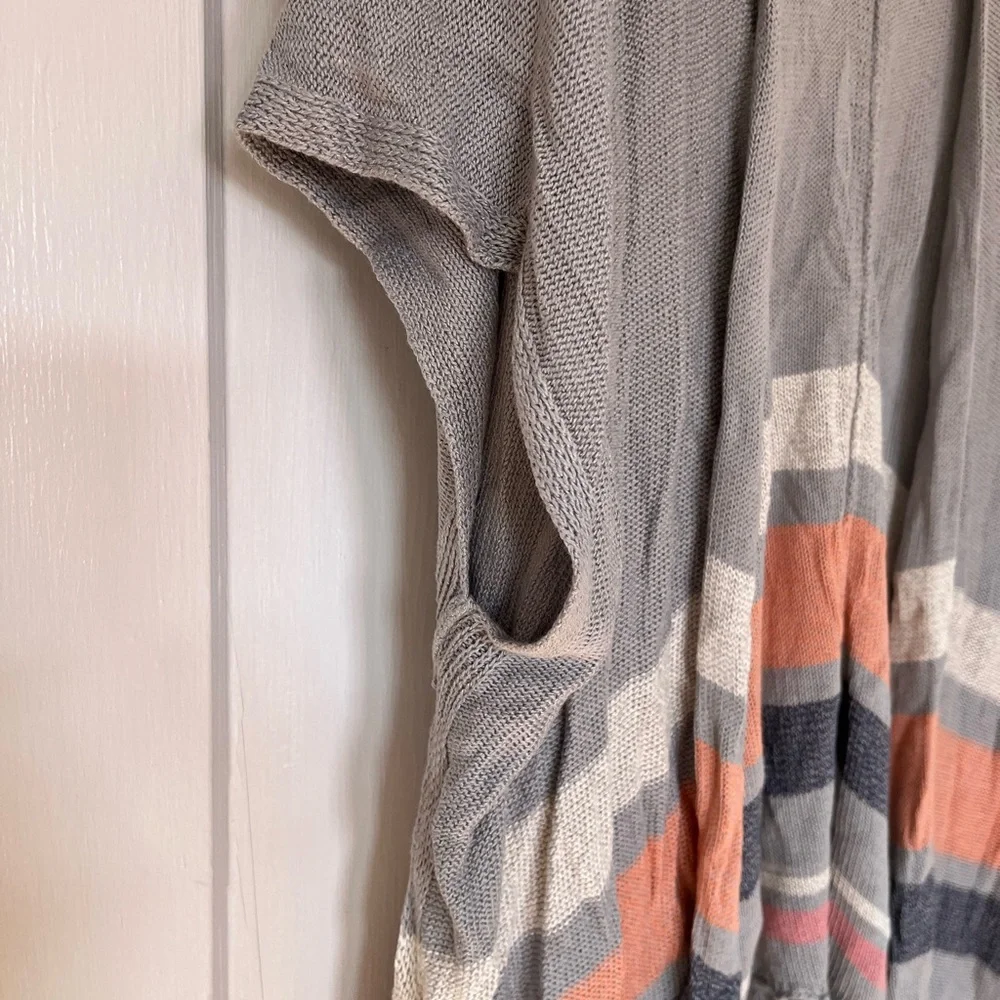 Ruby Rd. Gray and Orange Striped Fringe Shawl - Picture 3 of 4